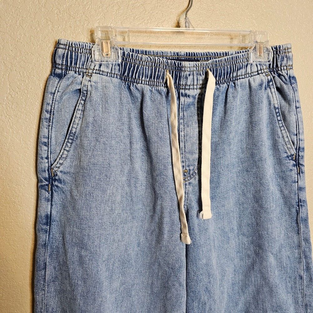 GAP Wide Leg Drawstring Denim Jeans Light Blue - Picture 3 of 10